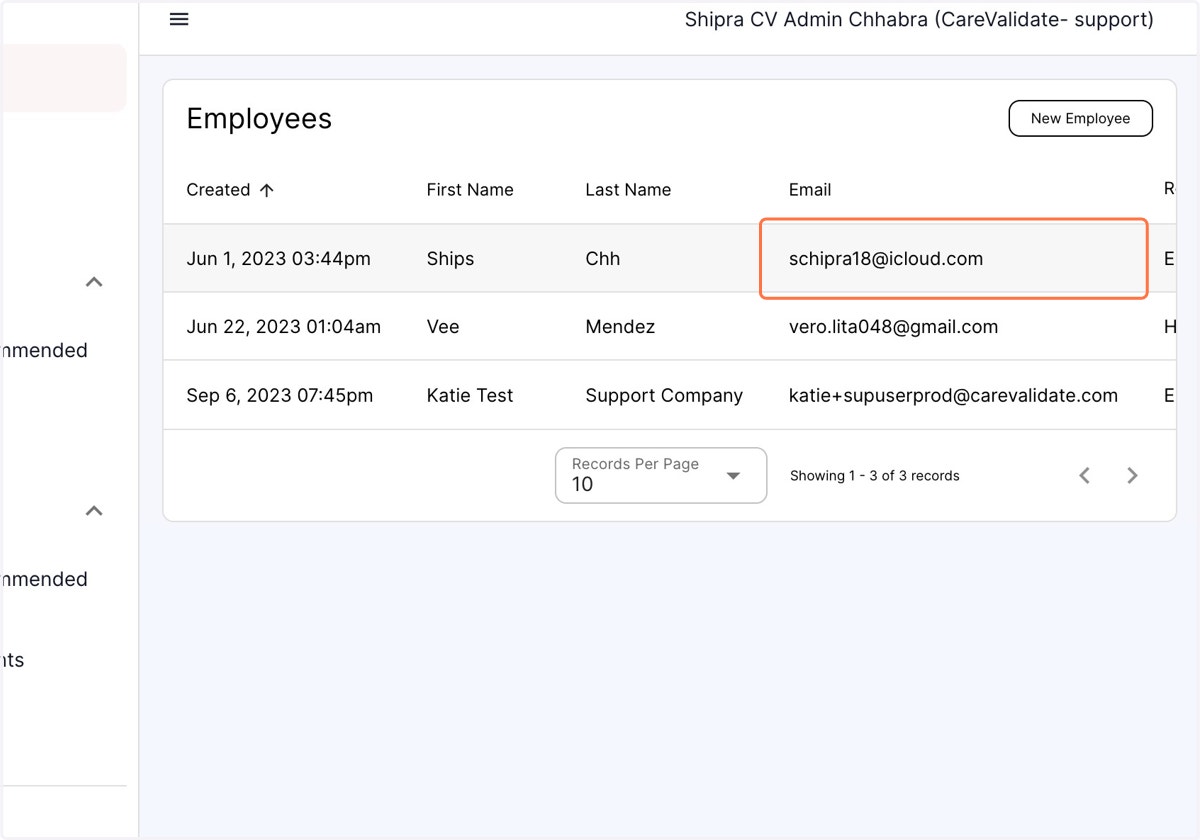Click on the desired employee's profile