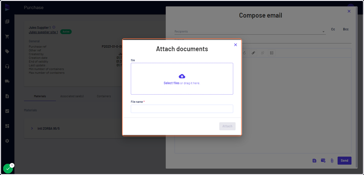 Select file, add a name and click "Attach"