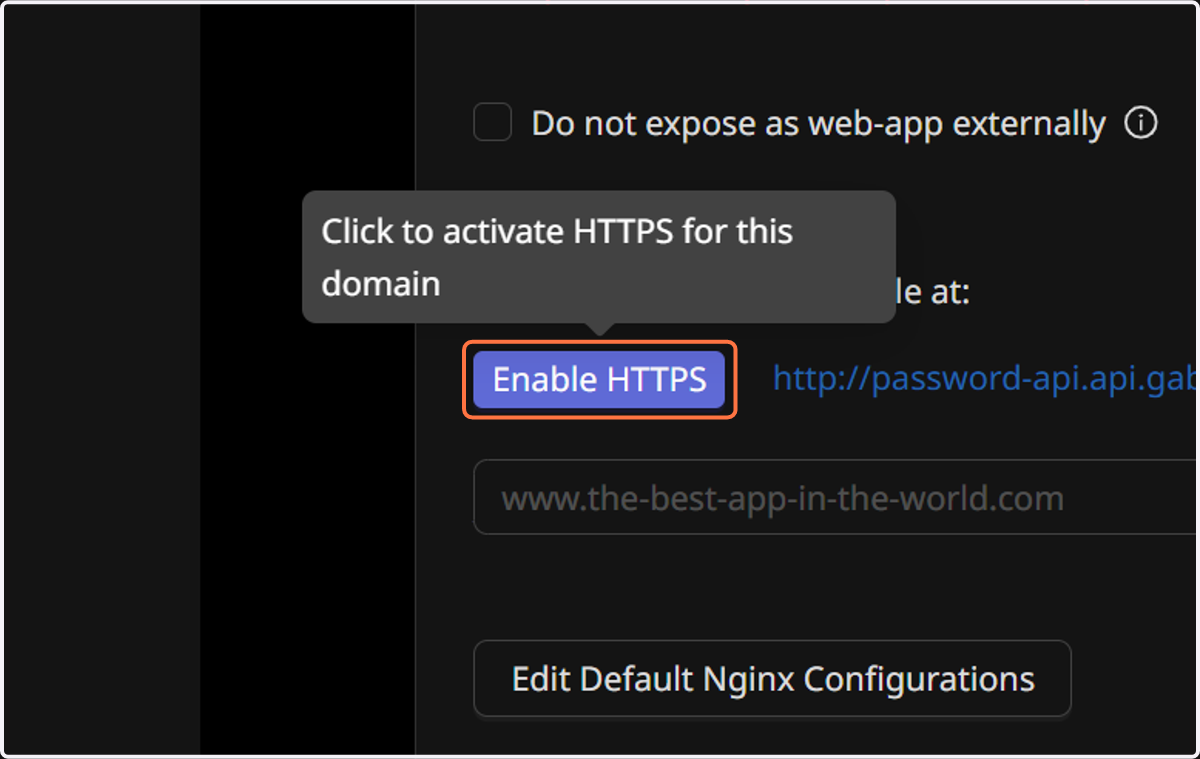 Click on Enable HTTPS