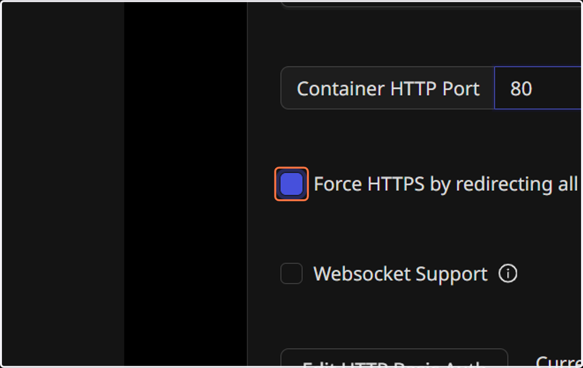Check Force HTTPS by redirecting all HTTP traffic to HTTPS