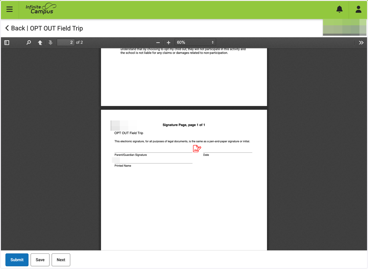 Sign Opt Out Form