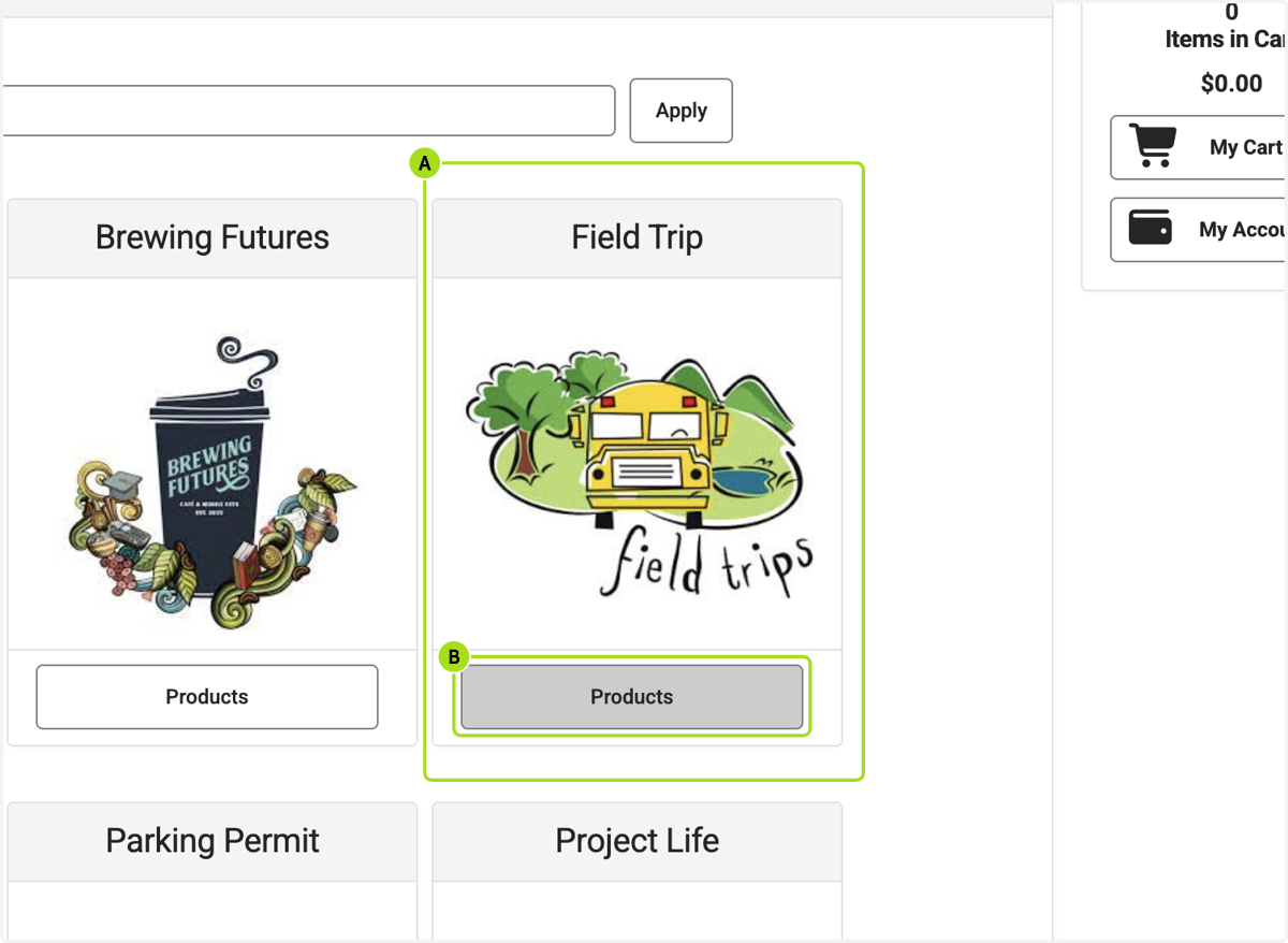 A. Click on Field Trip B. Click on Products