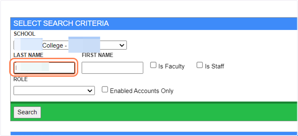 Type in the employee's last or first name.