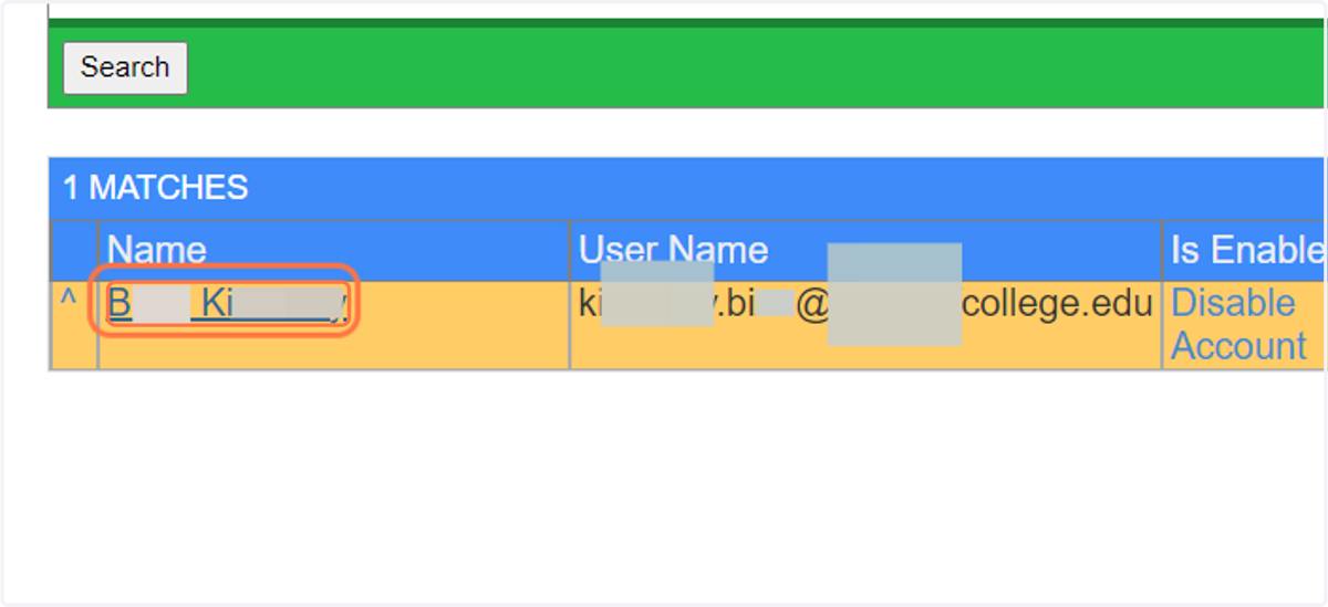 Click on the employee's name you need to add roles for.