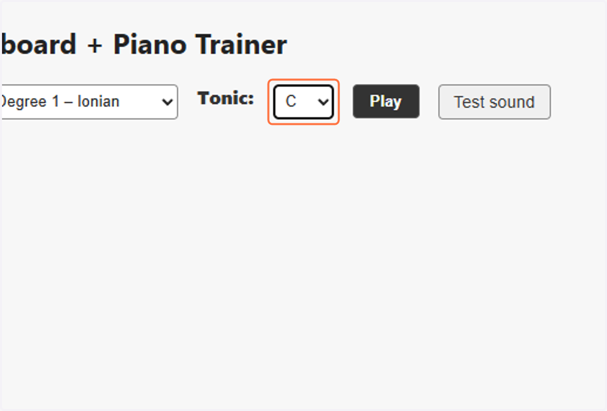 Select Tonic to set desired Key