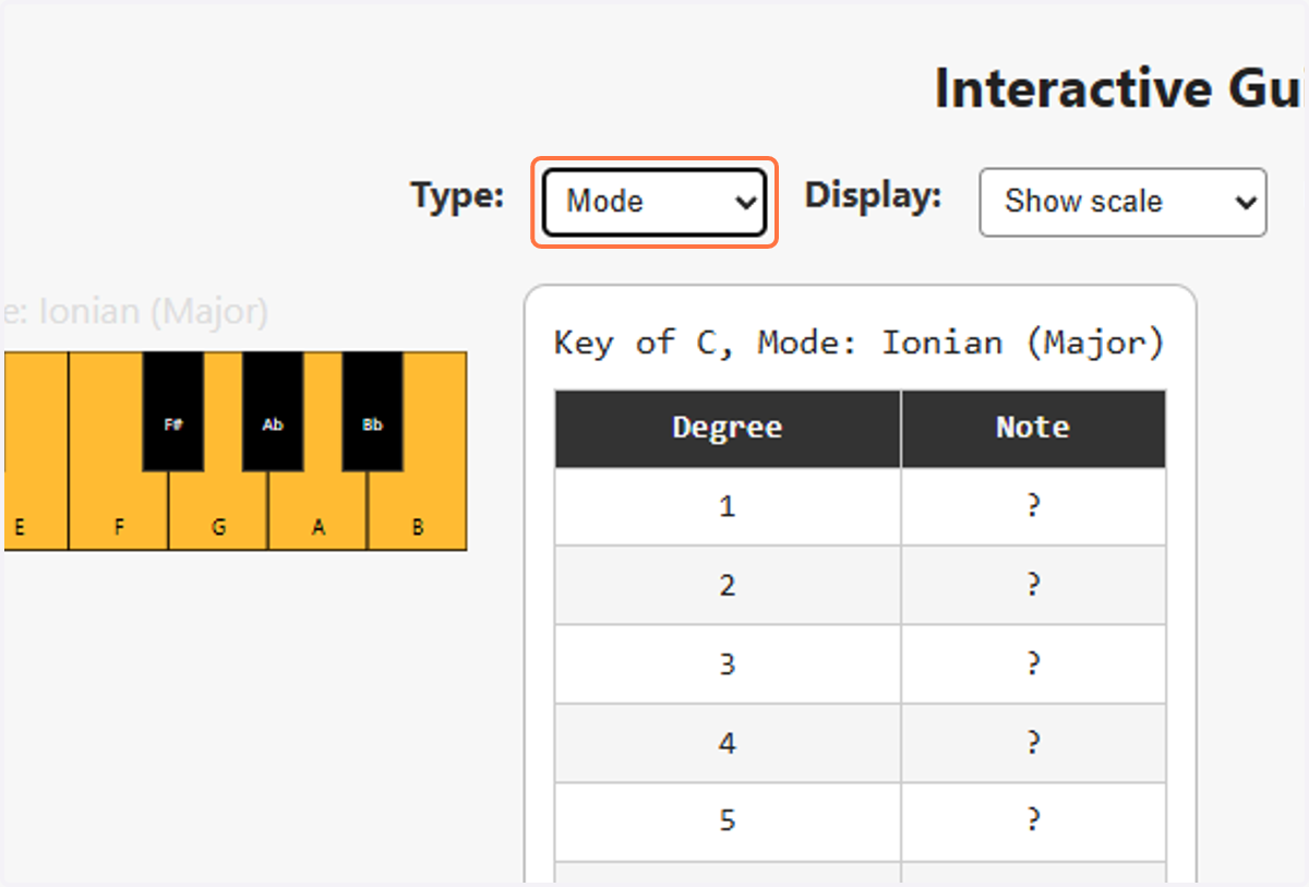 Select Mode from Type