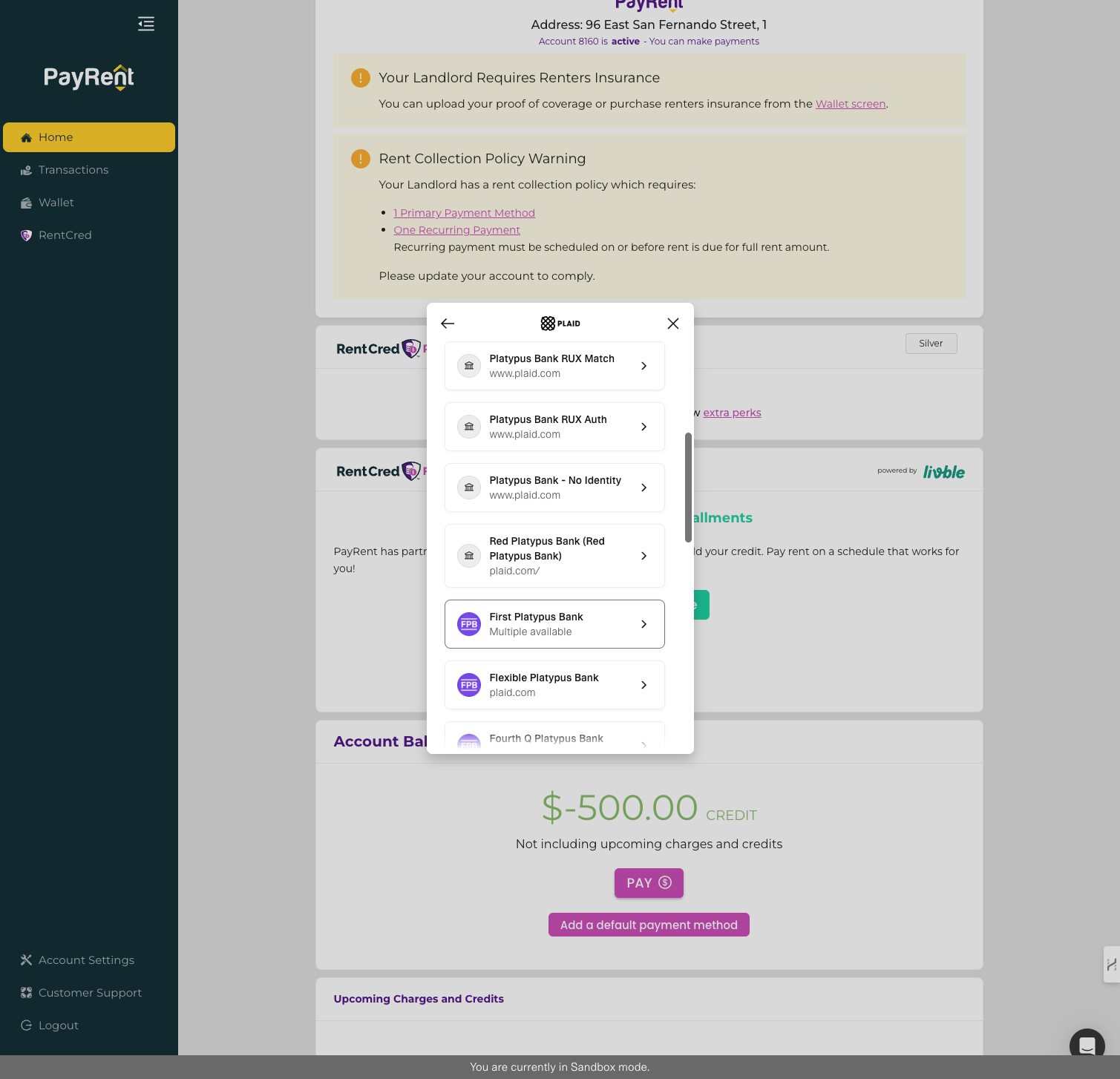 Select your bank from the list