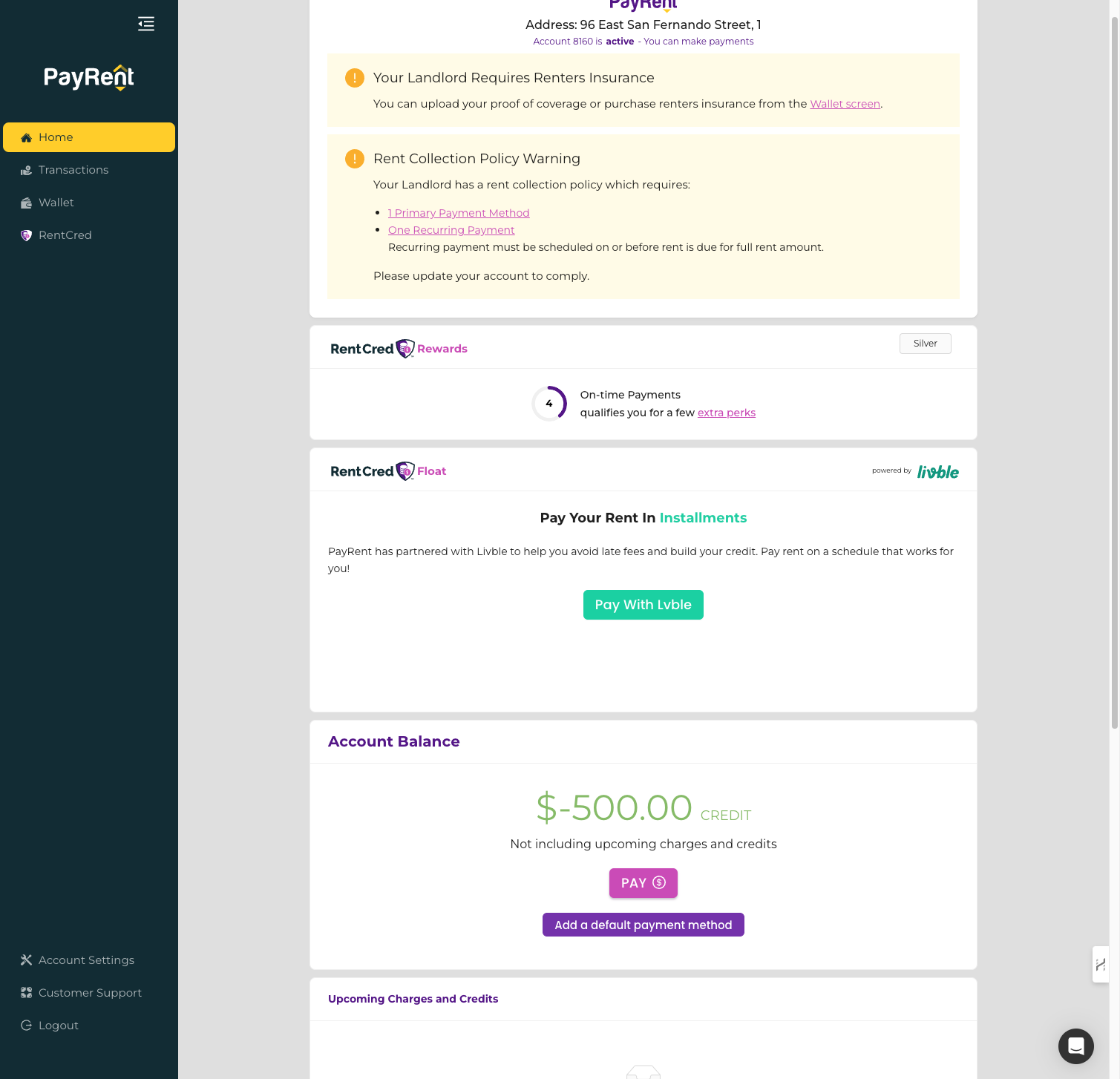Click on Add a default payment method