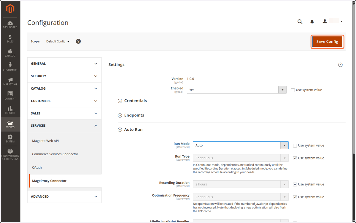 Click on Save Config