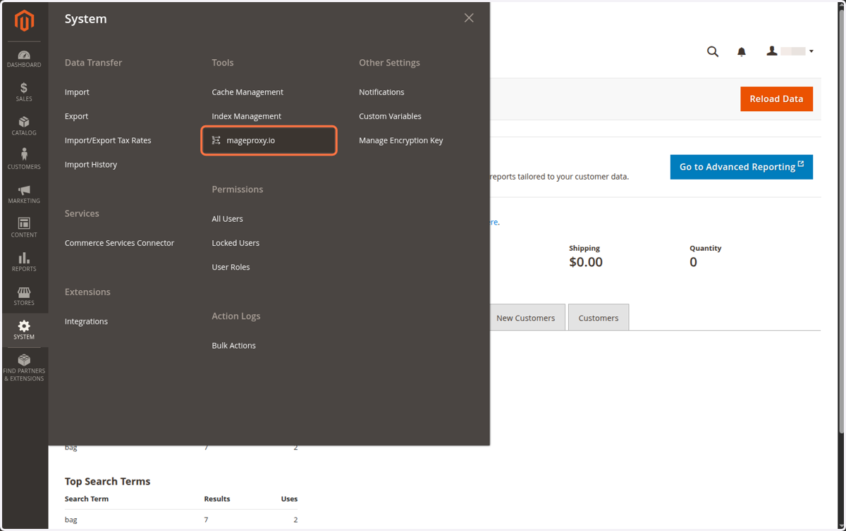 Click on mageproxy.io
