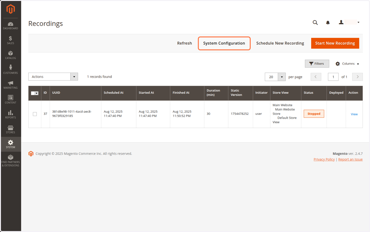Click on System Configuration
