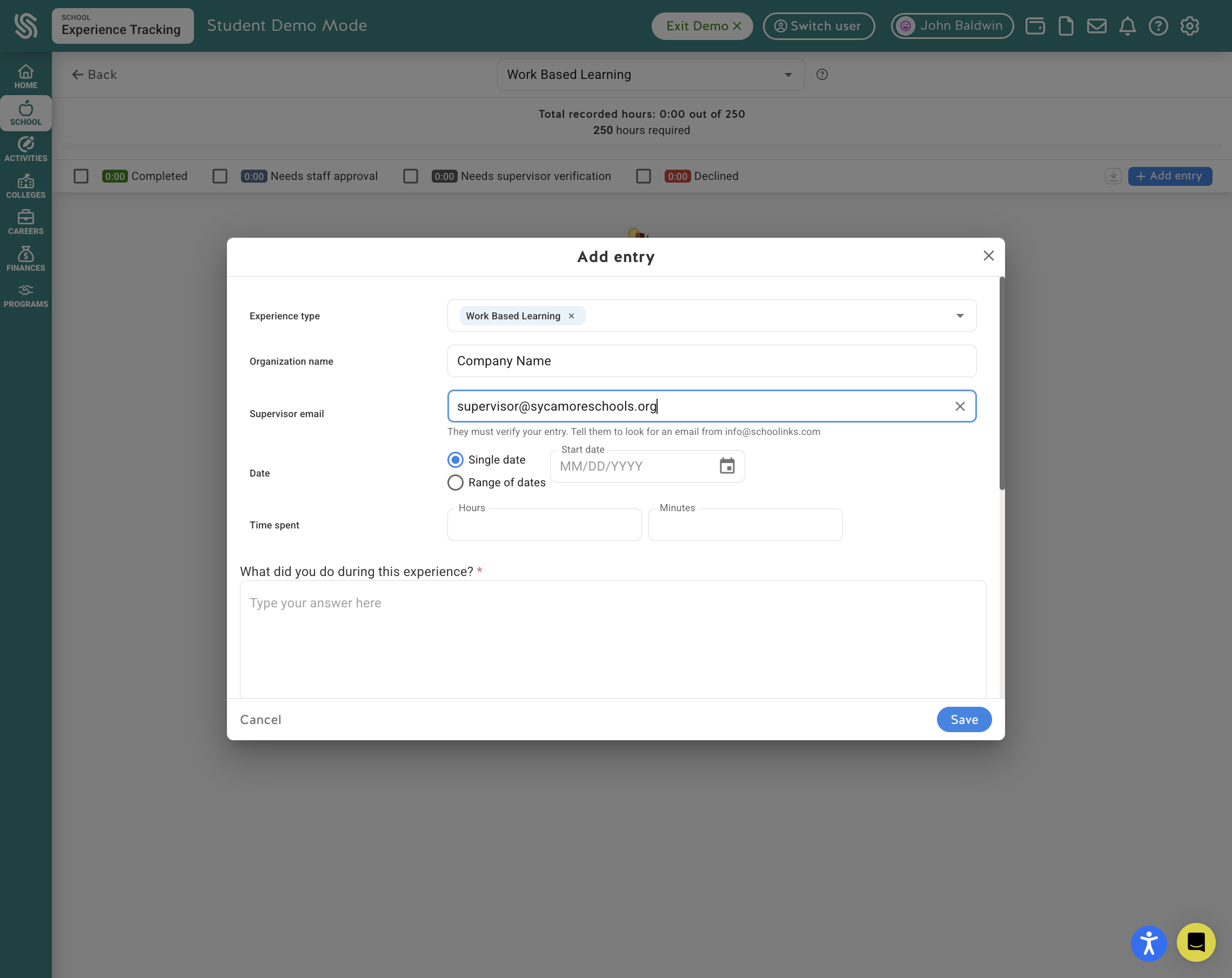 Provide your supervisor's email address.