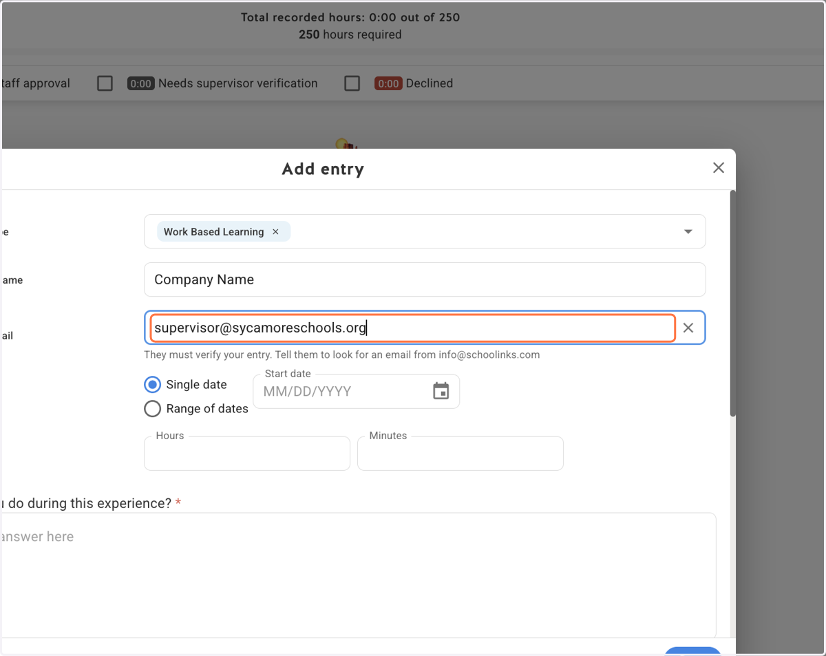 Provide your supervisor's email address.
