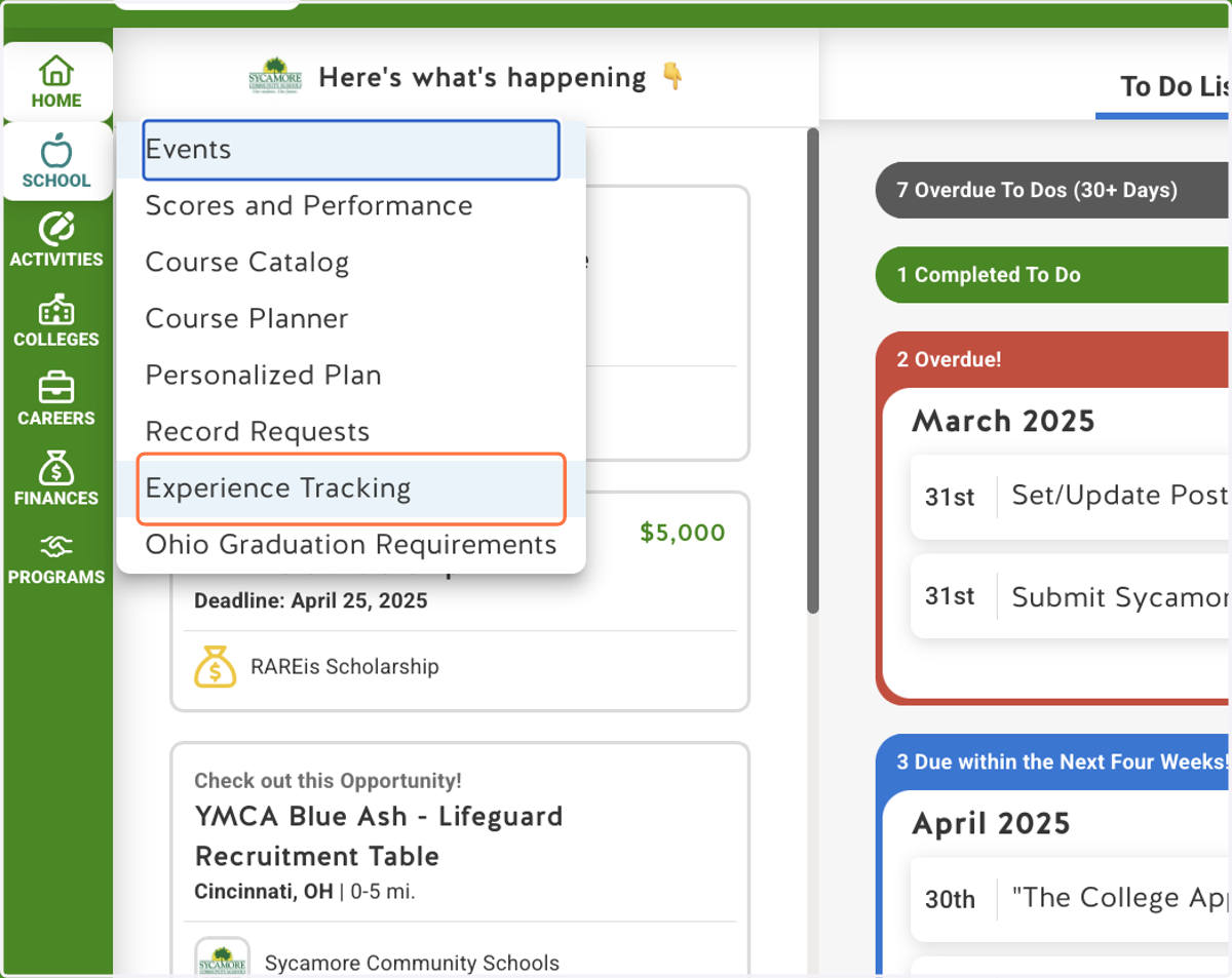 Click on Experience Tracking