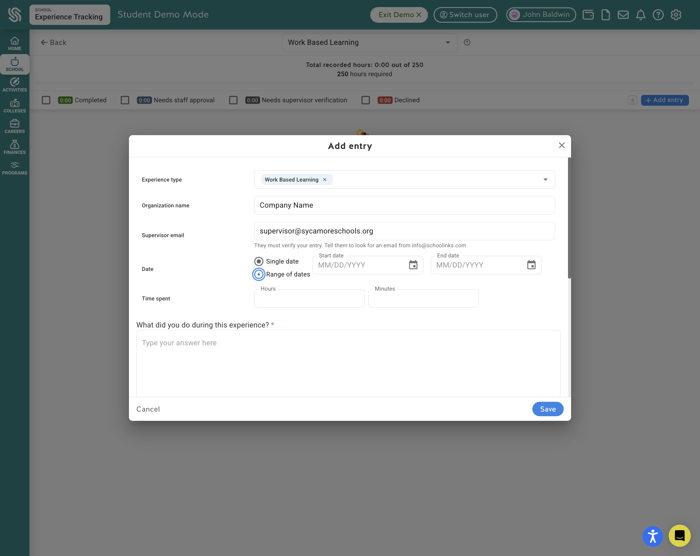 Select a Single date or Range of dates