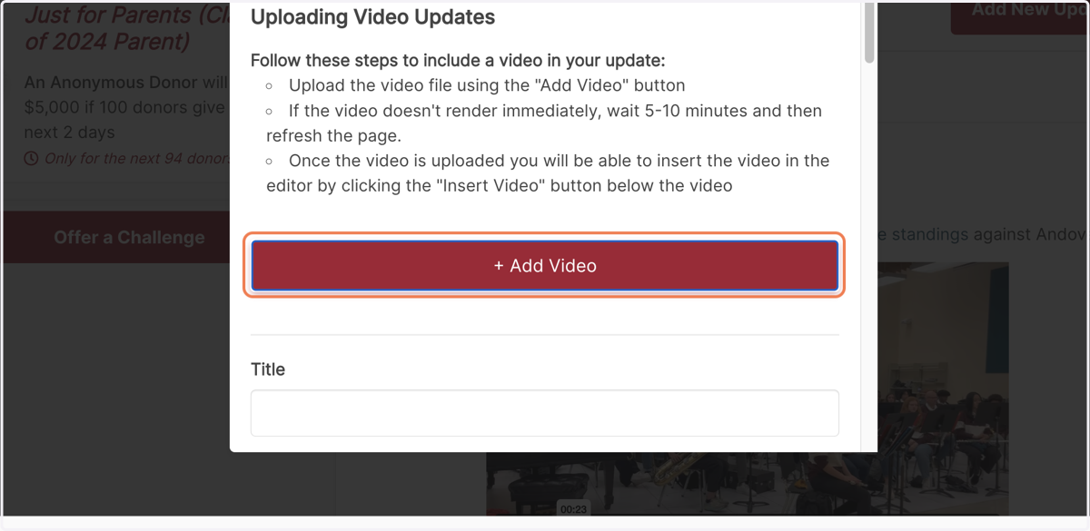 Click on + Add Video