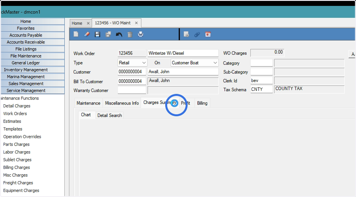Review the Charges Summary tab