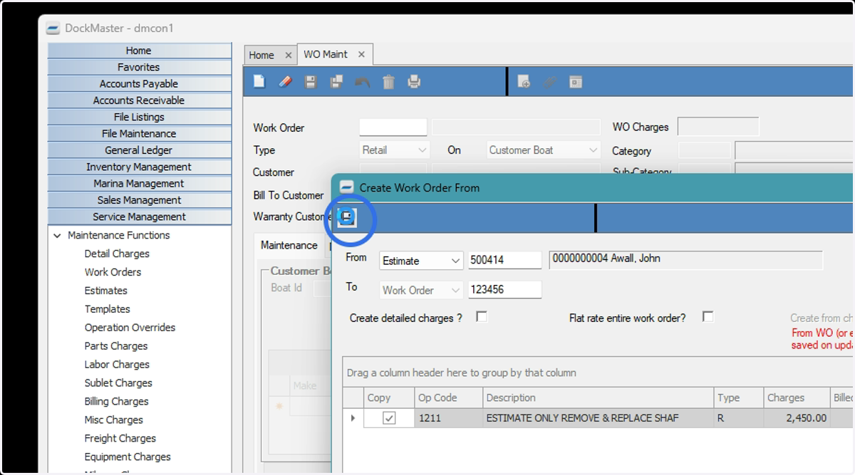 Save to add the Estimate to the Work Order