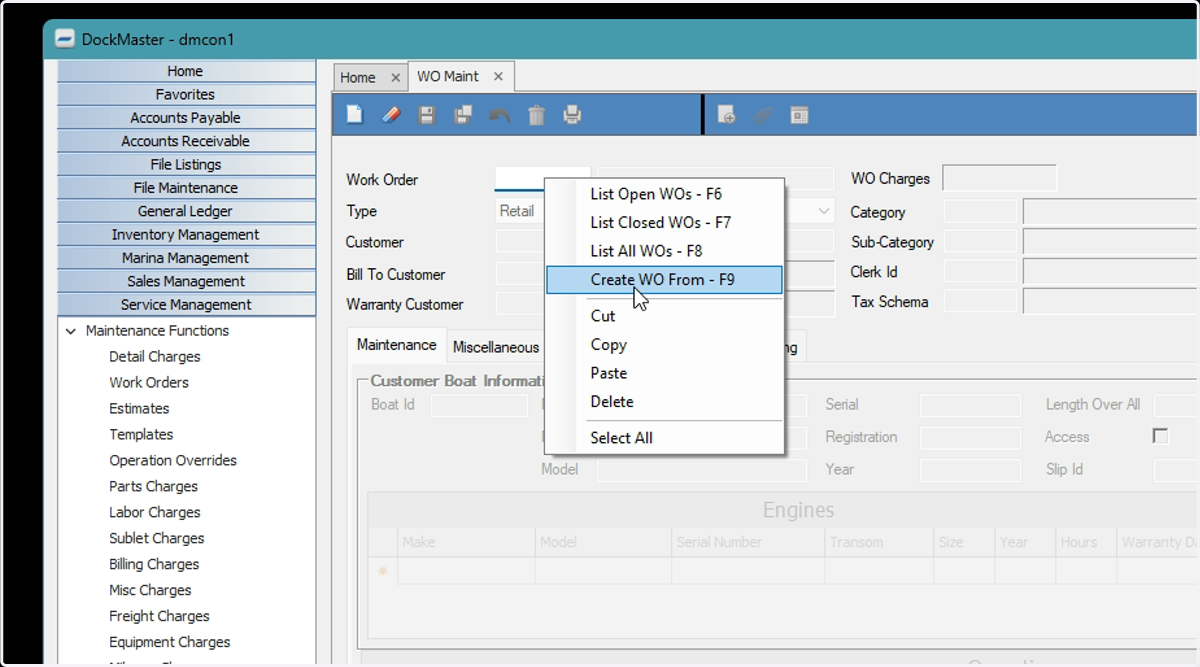 Create a Work Order from an existing Template or Estimate