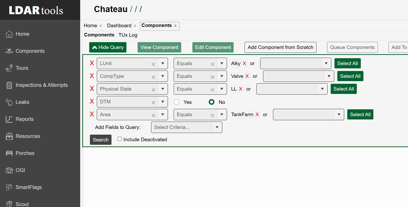 Once you have your query built, click on Search.