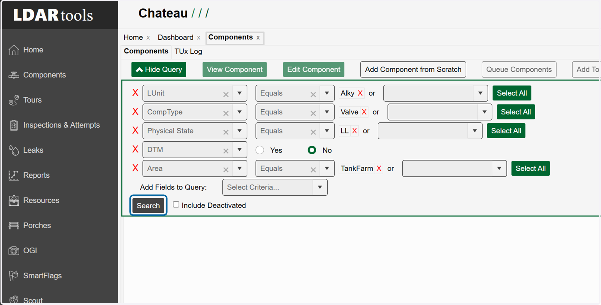 Once you have your query built, click on Search.