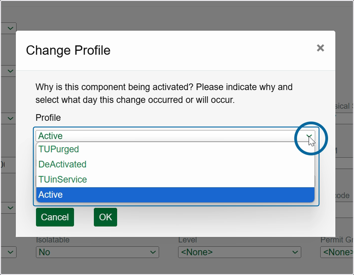 Choose the Profile you would like the component added as.