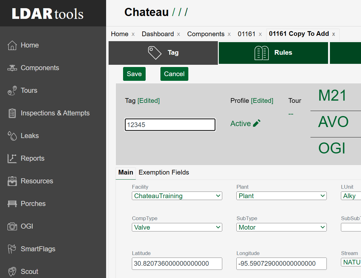 Remember to change the Tag field to the new tag number.