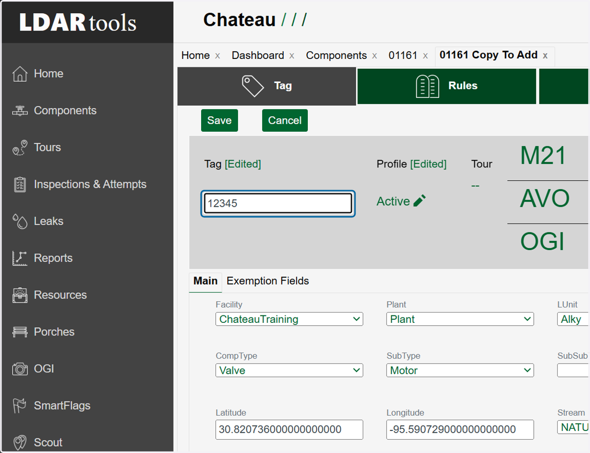 Remember to change the Tag field to the new tag number.