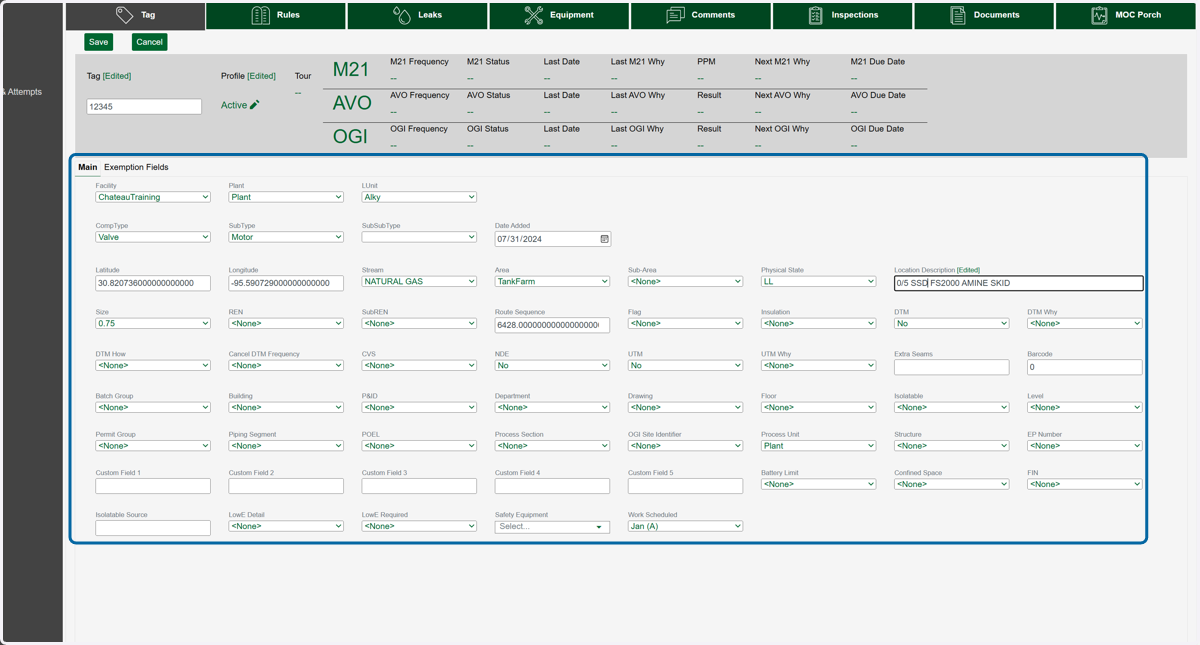 Edit any other property fields that do not match the new component.
