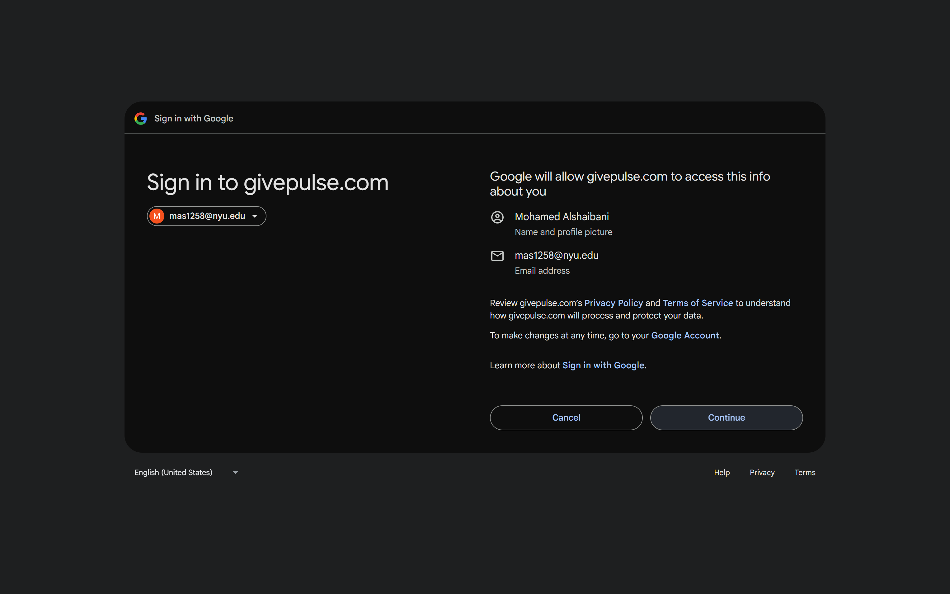 Click on Continue
