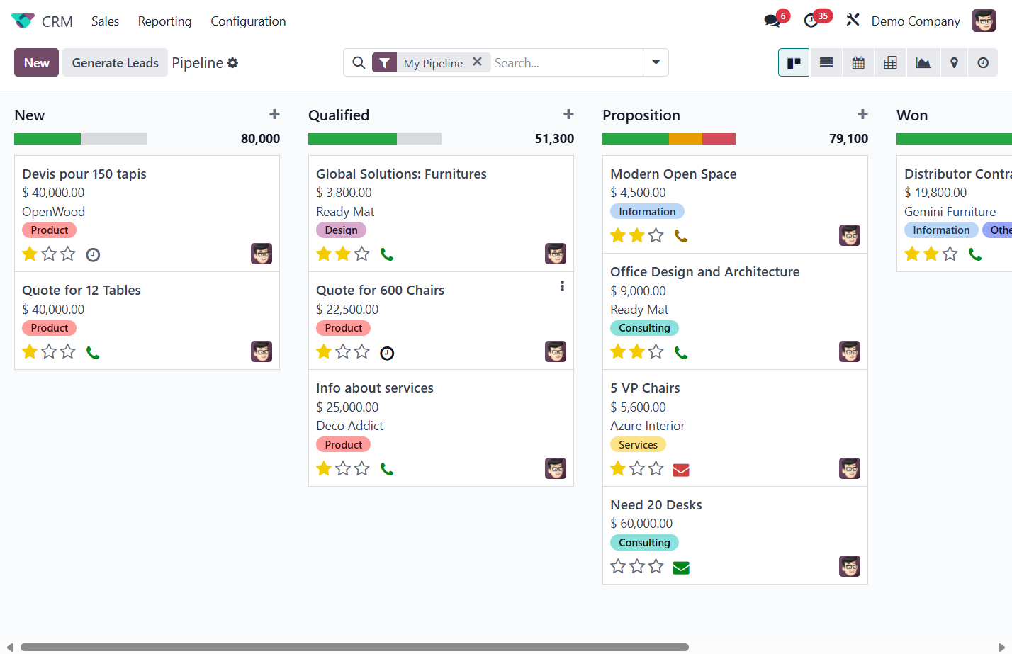 Click on clock icon on any opportunity to schedule an activity