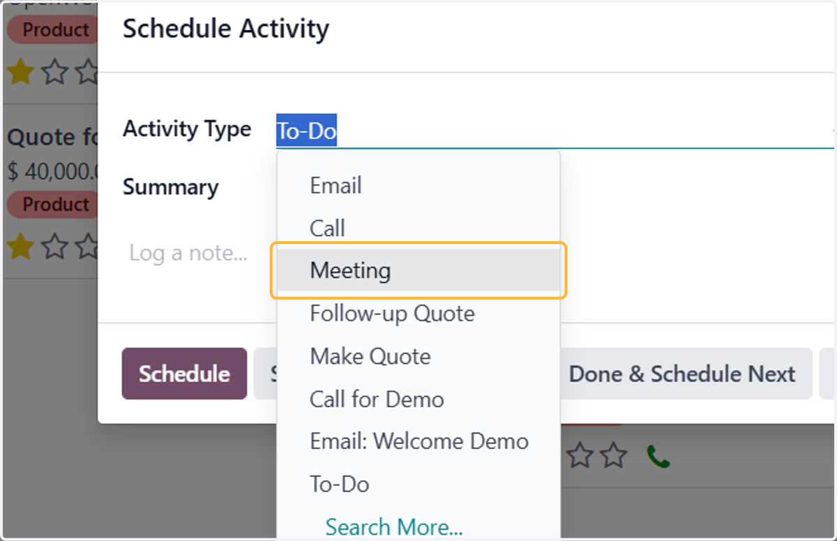 Choose activity type