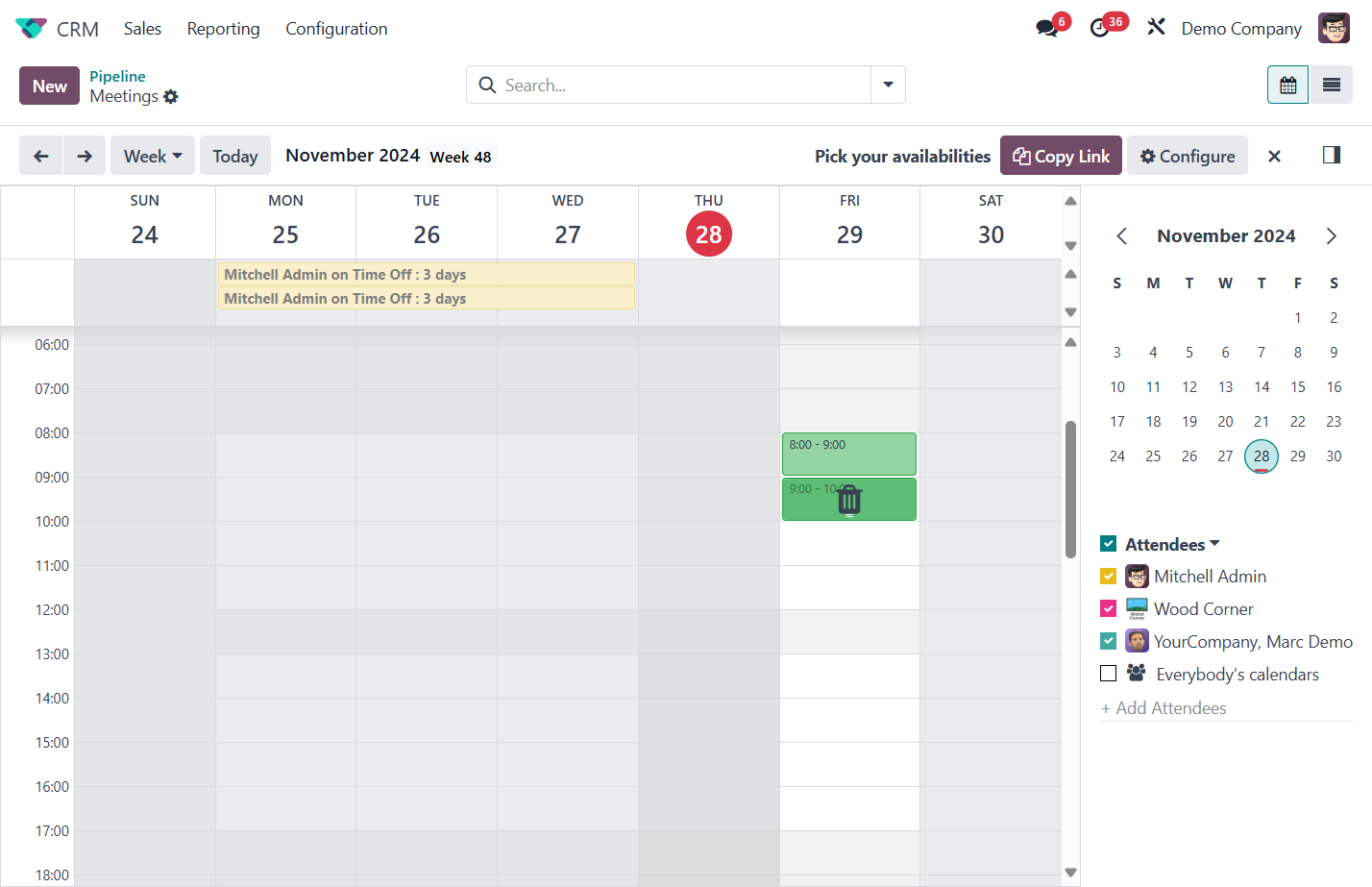 Your available slots will be highlighted in white. You may set more than one slot by click, hold and drag