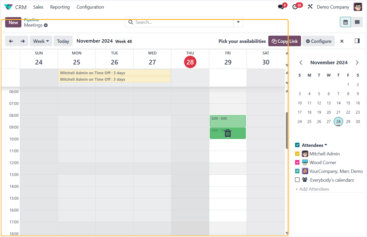 Your available slots will be highlighted in white. You may set more than one slot by click, hold and drag