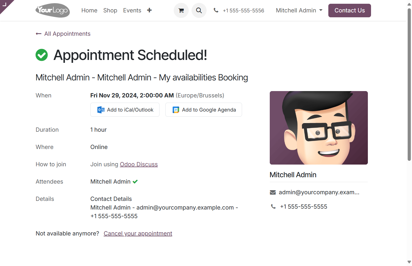 Your appointment has been confirmed! You will be notified via email