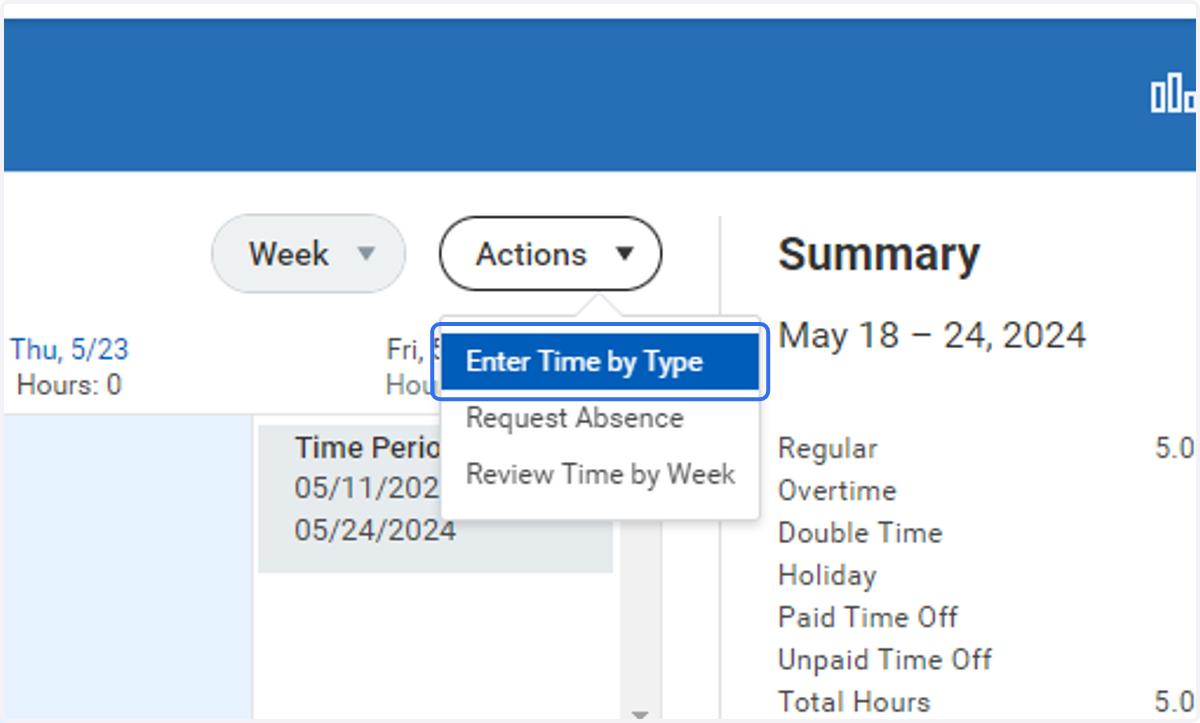 Click on Enter Time by Type