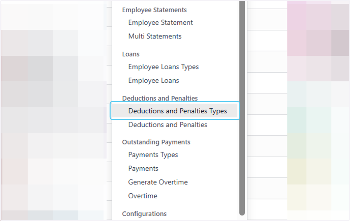 Click on Deductions and Penalties Types