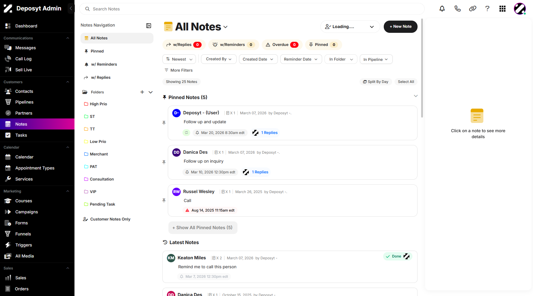 Step 5: You are now navigated to the Notes tab.