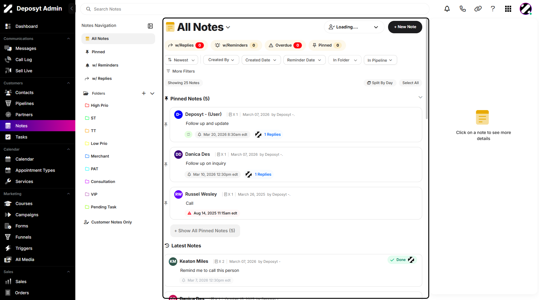 Step 5: You are now navigated to the Notes tab.