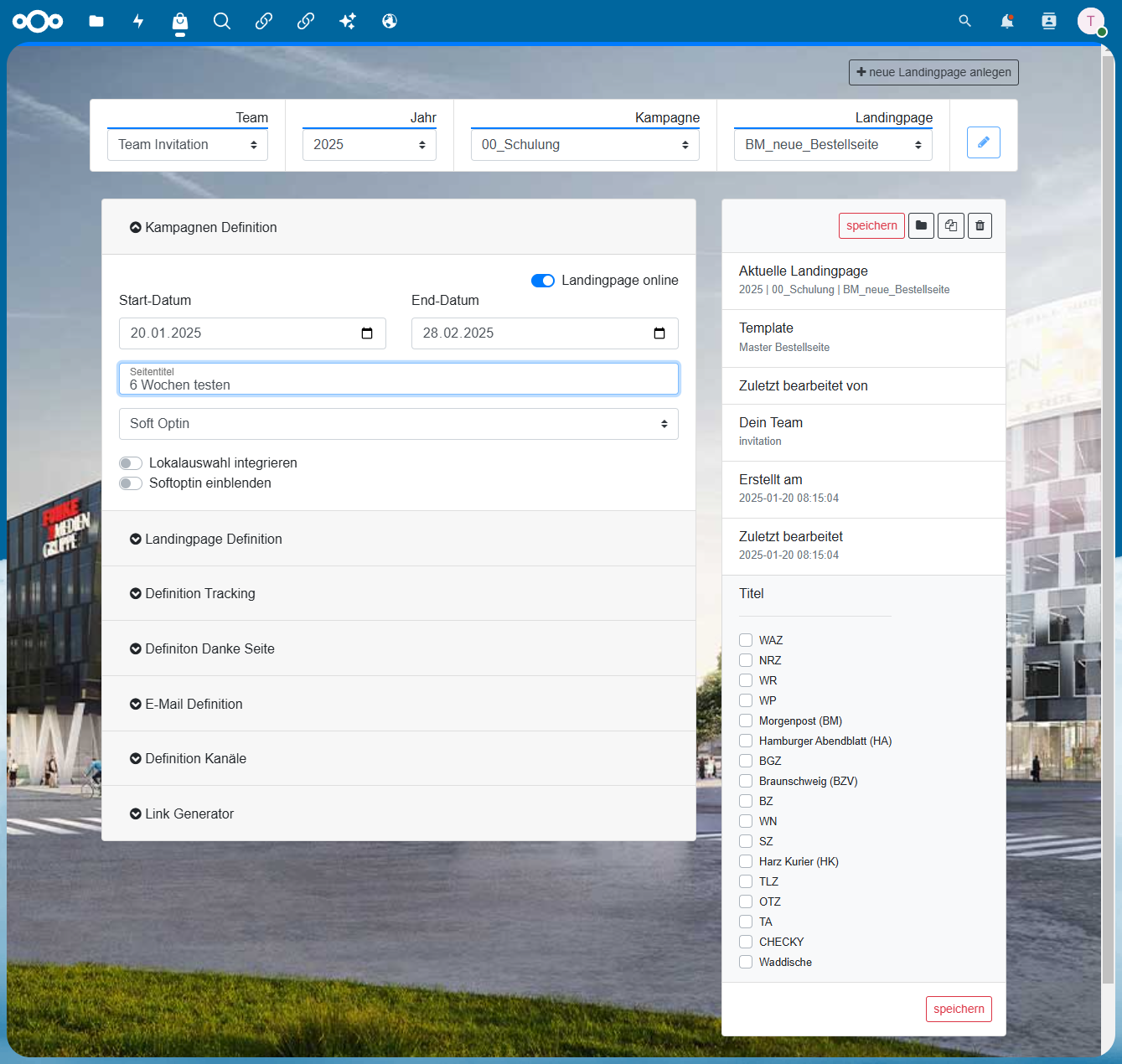 Jetzt den Seitentitel eingeben. Das ist das, was oben im Browsertab drin steht, wenn die Seite aufgerufen wird.