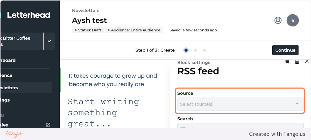 Select your RSS feed source 