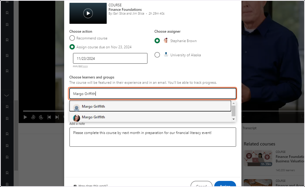 Repeat steps 7 and 8 for additional assignees