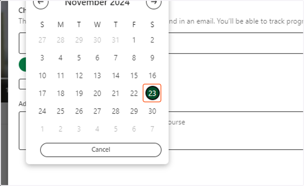 Change the due date in the calendar pop-out to desired date.