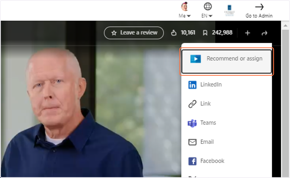 Click on Recommend or assign from the dropdown menu