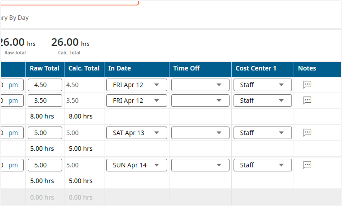 Timesheet View