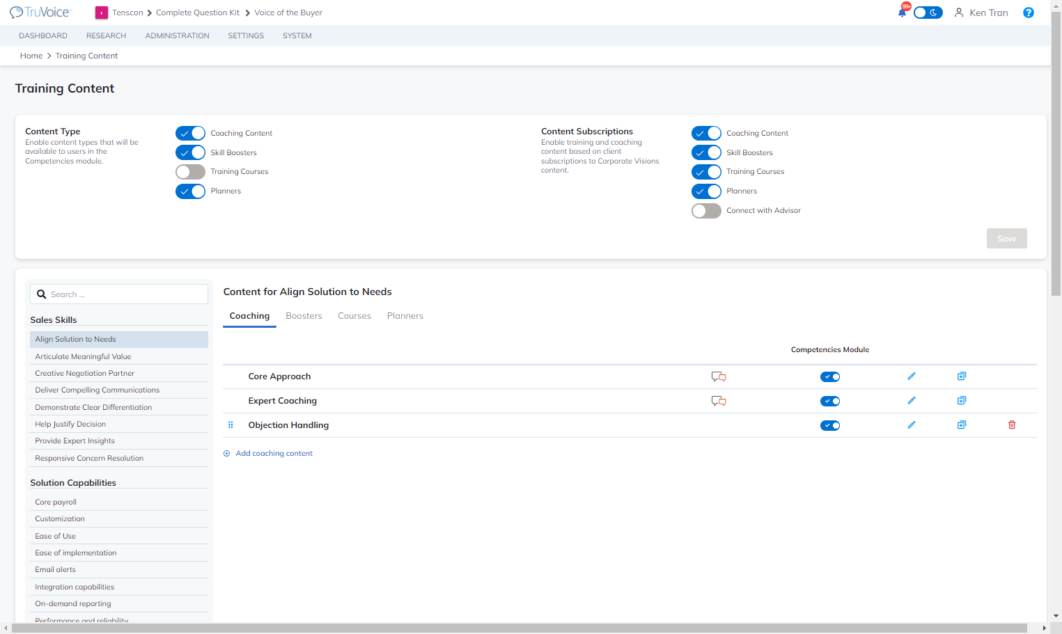 Select which category to create or edit content for