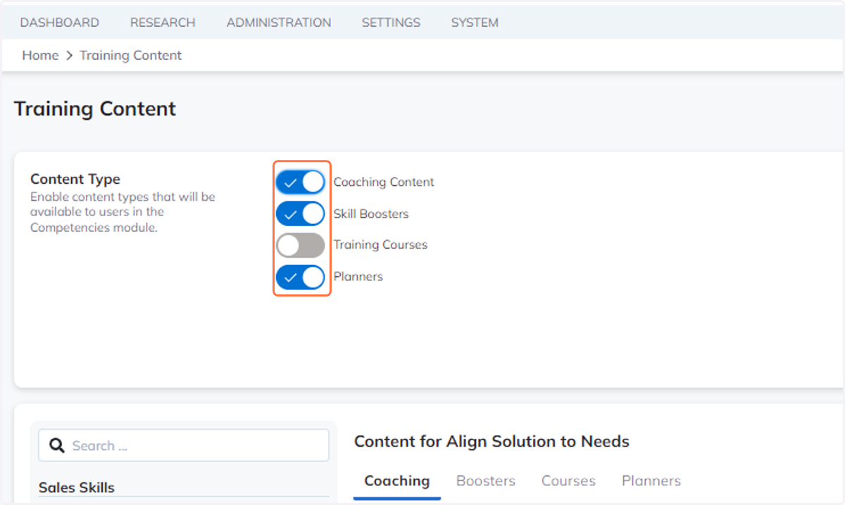 Enable or Disable Content Types