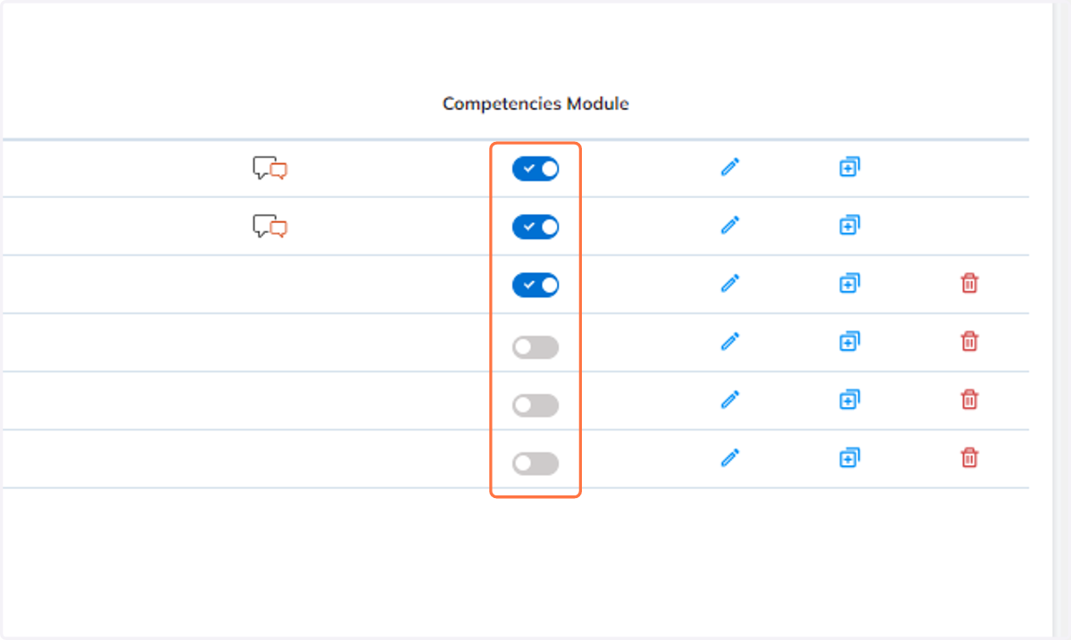 Competencies module control