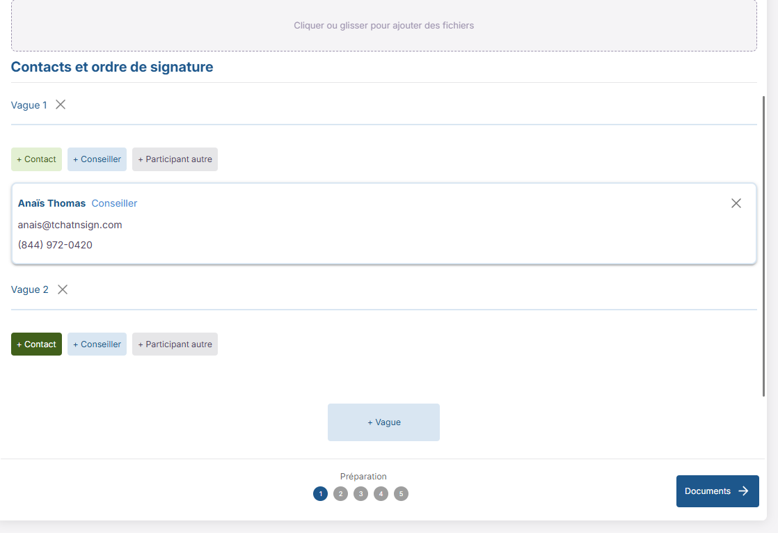 Cliquez sur + Contact pour ajouter vos clients.