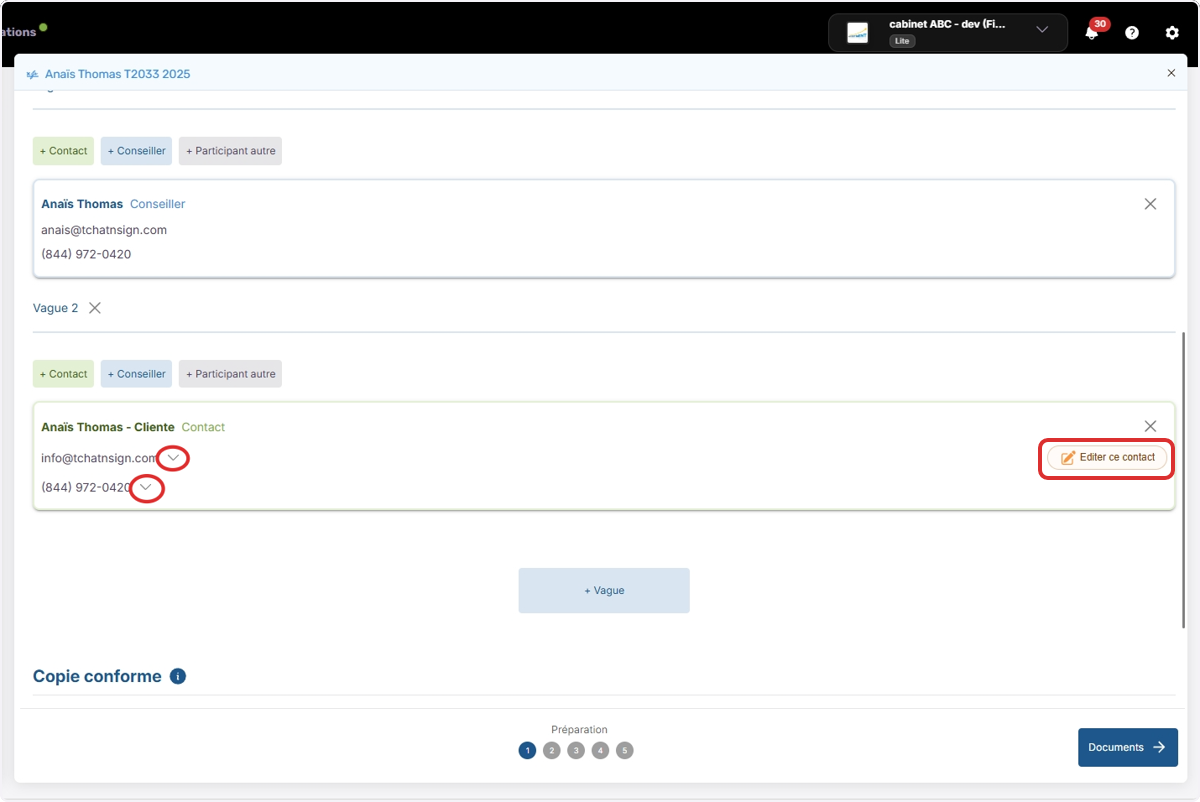 Cliquez sur Éditer ce contact pour modifier les renseignements de votre contact Équisoft.